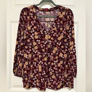 Vince Camuto  Burgundy Floral Blouse